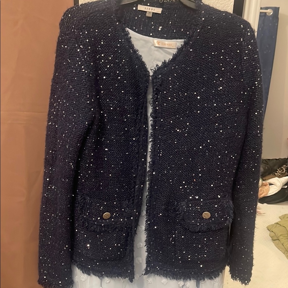 Navy Blue Tweed Jacket